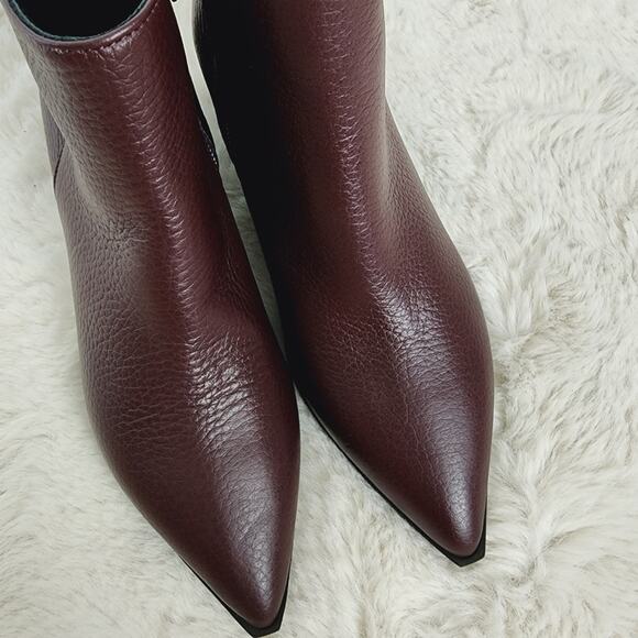 NEW Everlane The Boss Boot Ankle Point Toe Bootie Pebbled Leather in Burgundy - Picture 7 of 10